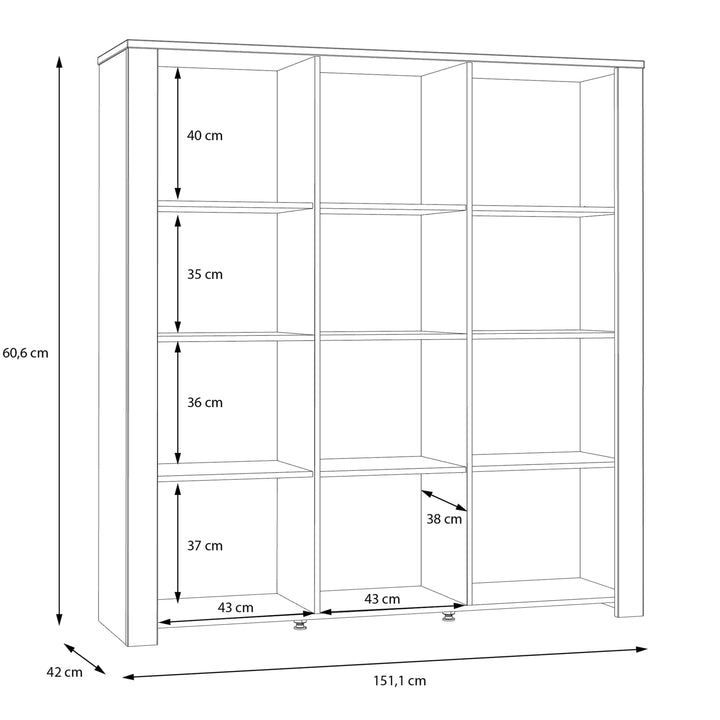 Bohol Large Display Cabinet in Riviera Oak/Grey Oak - TidySpaces