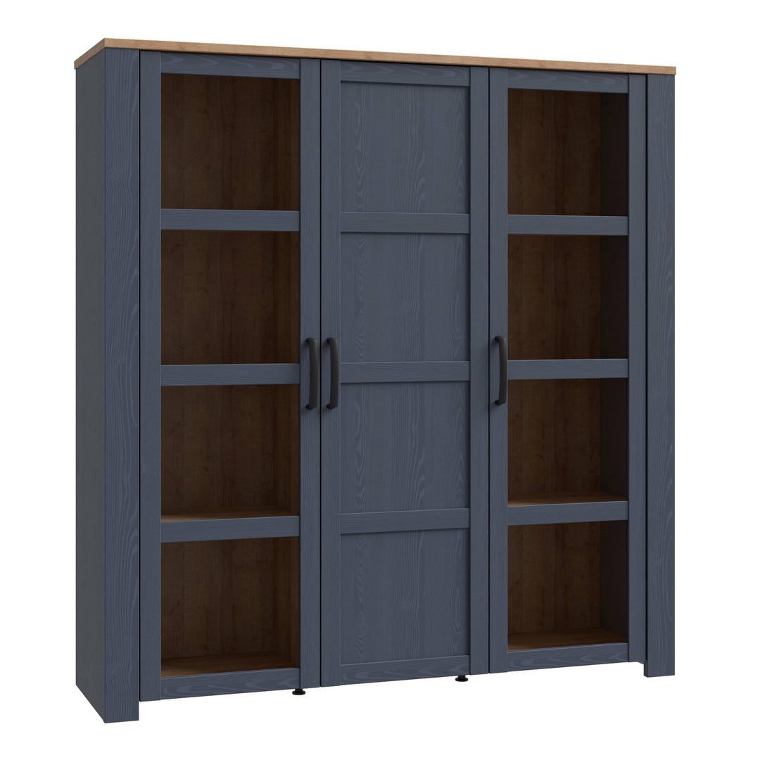 Bohol Large Display Cabinet in Riviera Oak/Navy - TidySpaces