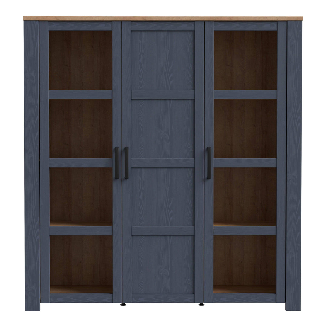 Bohol Large Display Cabinet in Riviera Oak/Navy - TidySpaces