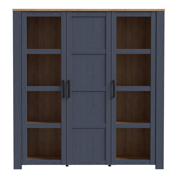 Bohol Large Display Cabinet in Riviera Oak/Navy - TidySpaces