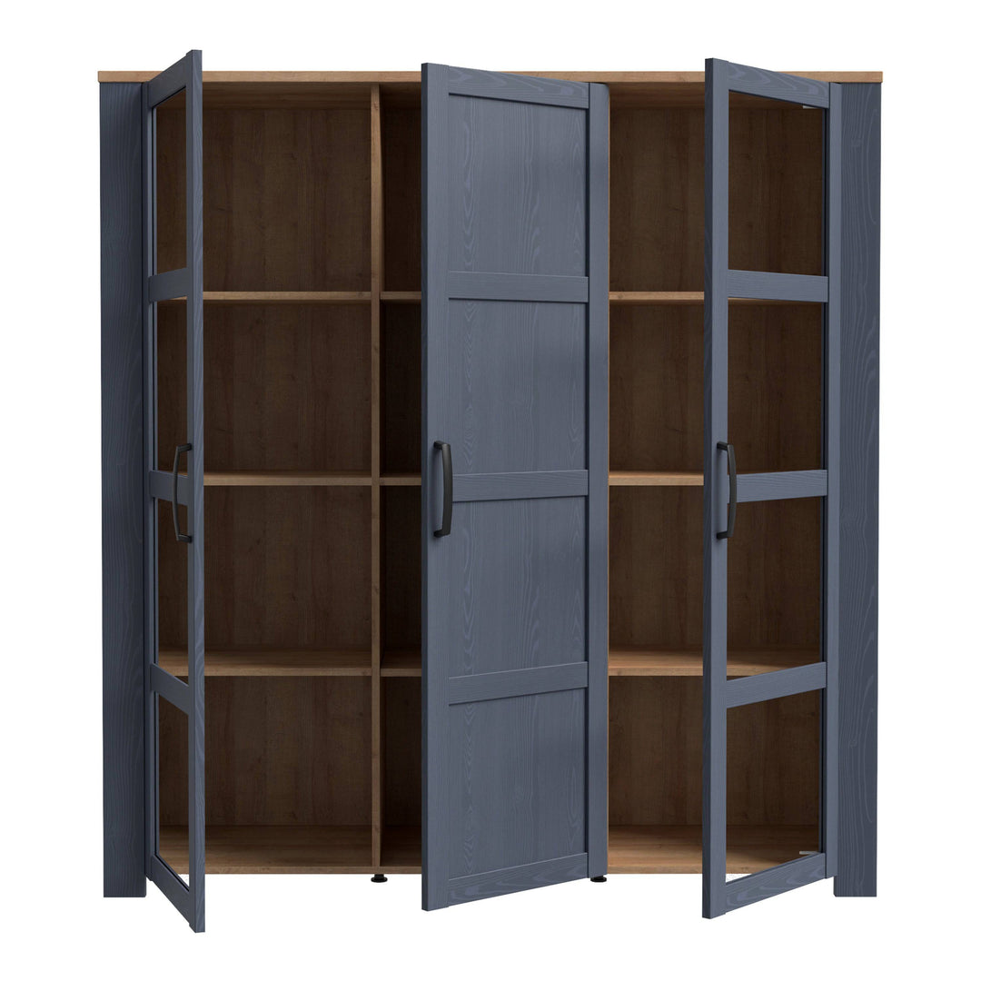 Bohol Large Display Cabinet in Riviera Oak/Navy - TidySpaces