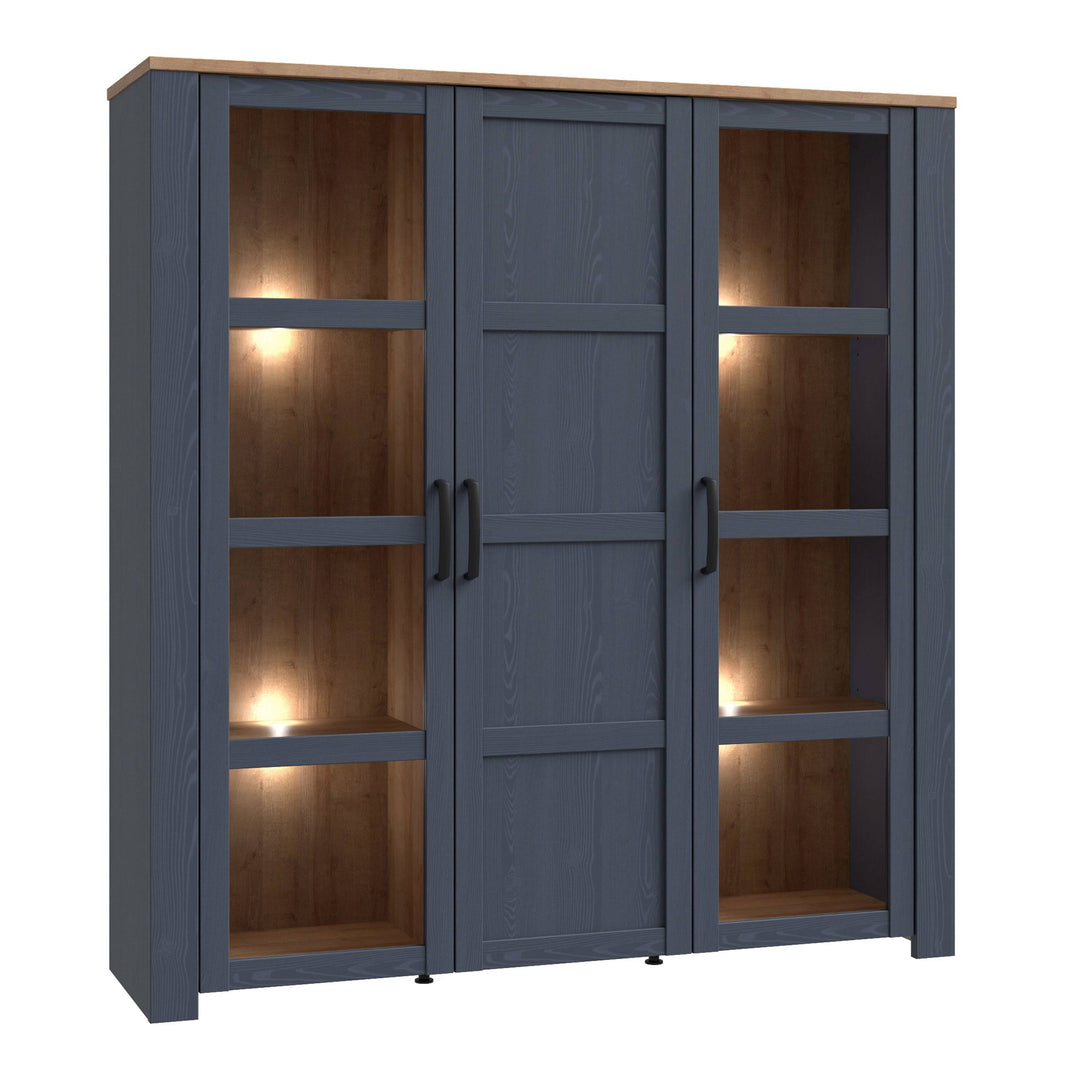 Bohol Large Display Cabinet in Riviera Oak/Navy - TidySpaces