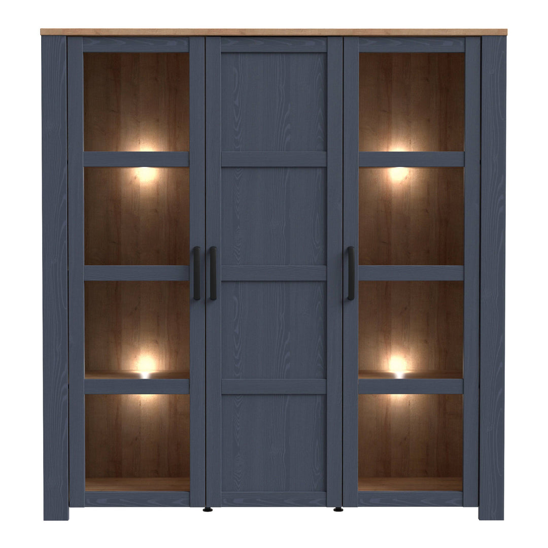 Bohol Large Display Cabinet in Riviera Oak/Navy - TidySpaces