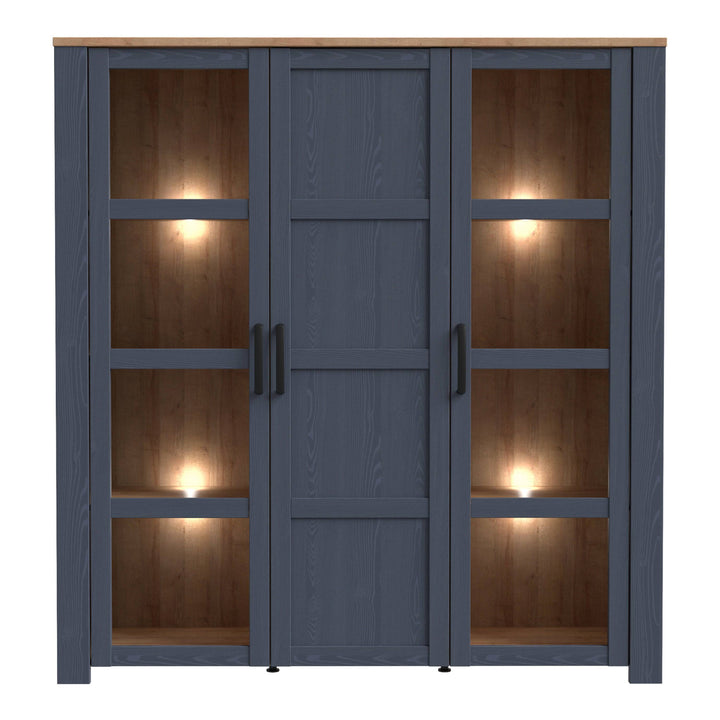 Bohol Large Display Cabinet in Riviera Oak/Navy - TidySpaces