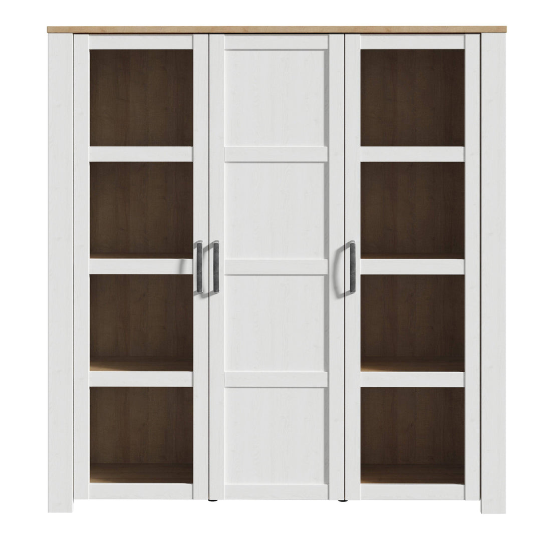 Bohol Large Display Cabinet in Riviera Oak/White - TidySpaces