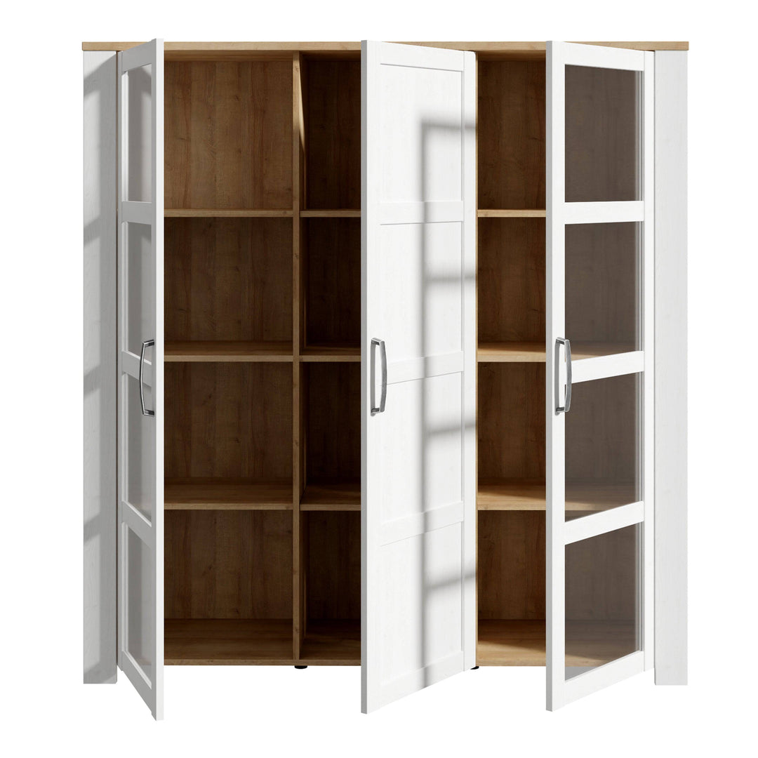 Bohol Large Display Cabinet in Riviera Oak/White - TidySpaces