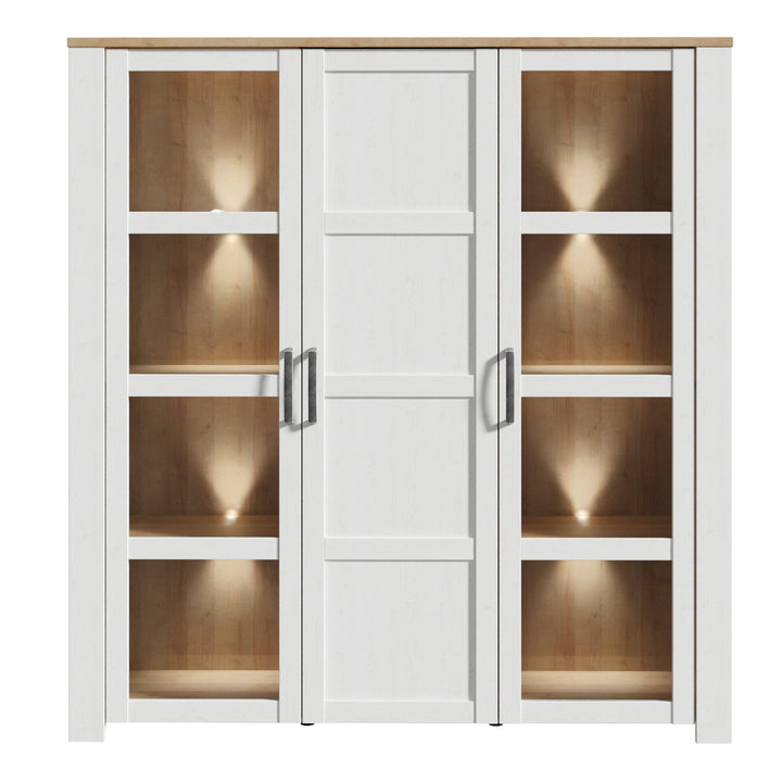 Bohol Large Display Cabinet in Riviera Oak/White - TidySpaces