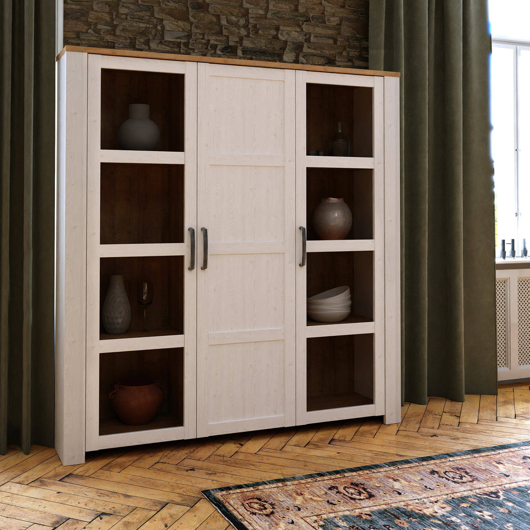 Bohol Large Display Cabinet in Riviera Oak/White - TidySpaces