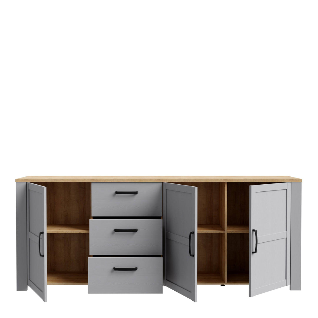 Bohol Large Sideboard in Riviera Oak/Grey Oak - TidySpaces