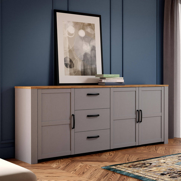 Bohol Large Sideboard in Riviera Oak/Grey Oak - TidySpaces