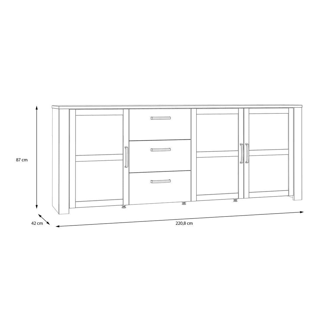 Bohol Large Sideboard in Riviera Oak/Grey Oak - TidySpaces