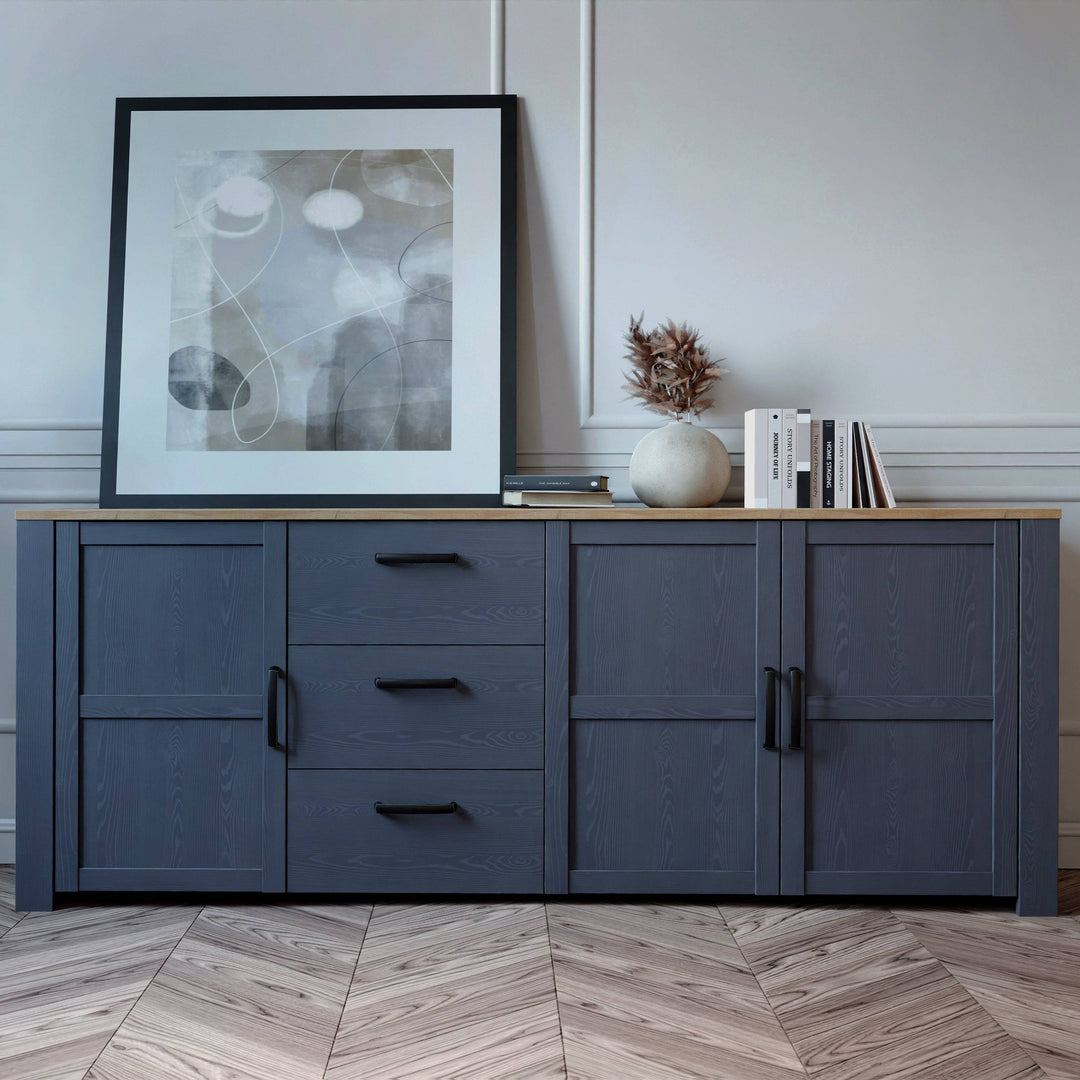 Bohol Large Sideboard in Riviera Oak/Navy - TidySpaces