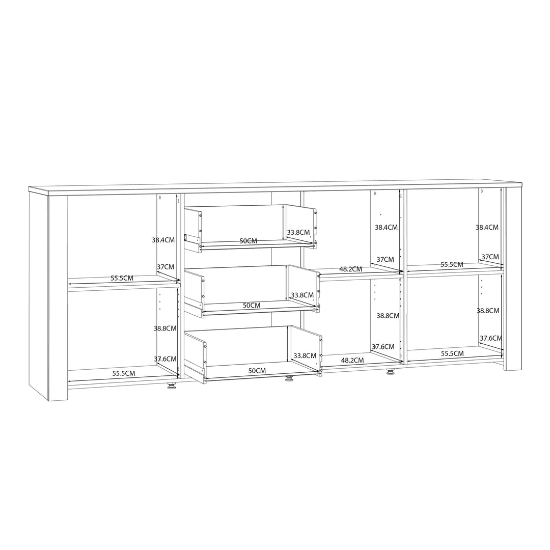 Bohol Large Sideboard in Riviera Oak/Navy - TidySpaces