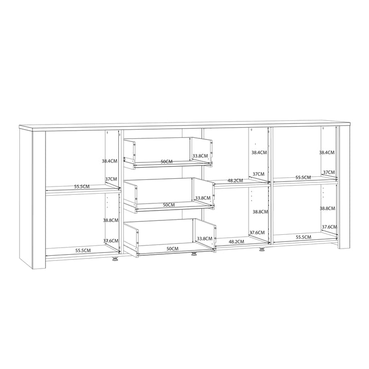 Bohol Large Sideboard in Riviera Oak/Navy - TidySpaces