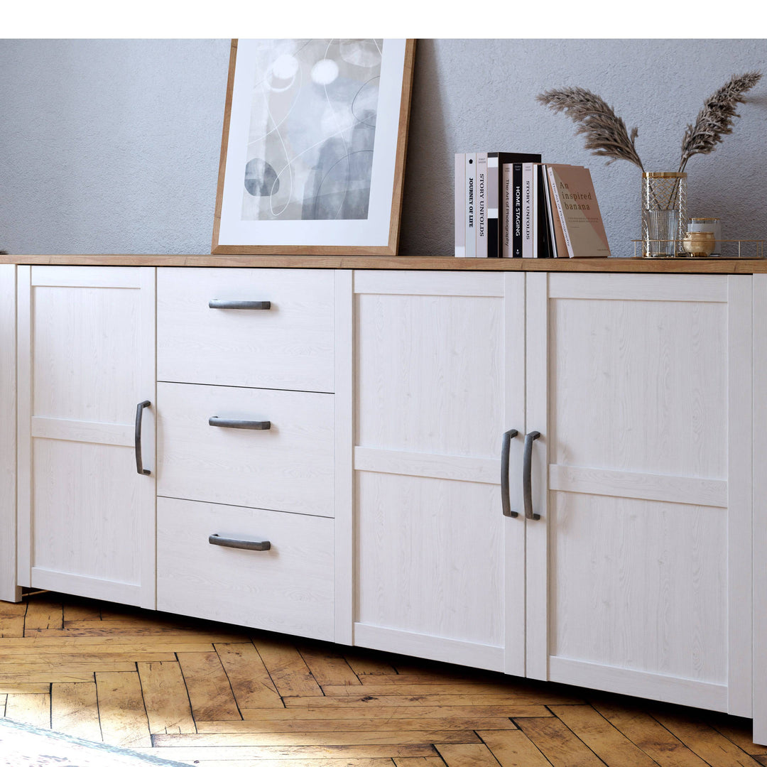 Bohol Large Sideboard in Riviera Oak/White - TidySpaces