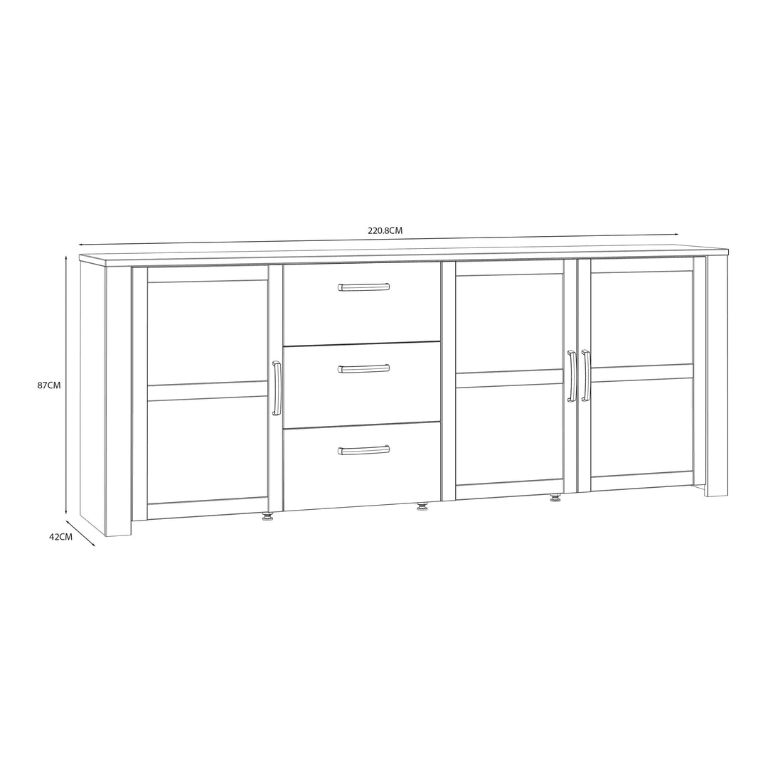 Bohol Large Sideboard in Riviera Oak/White - TidySpaces