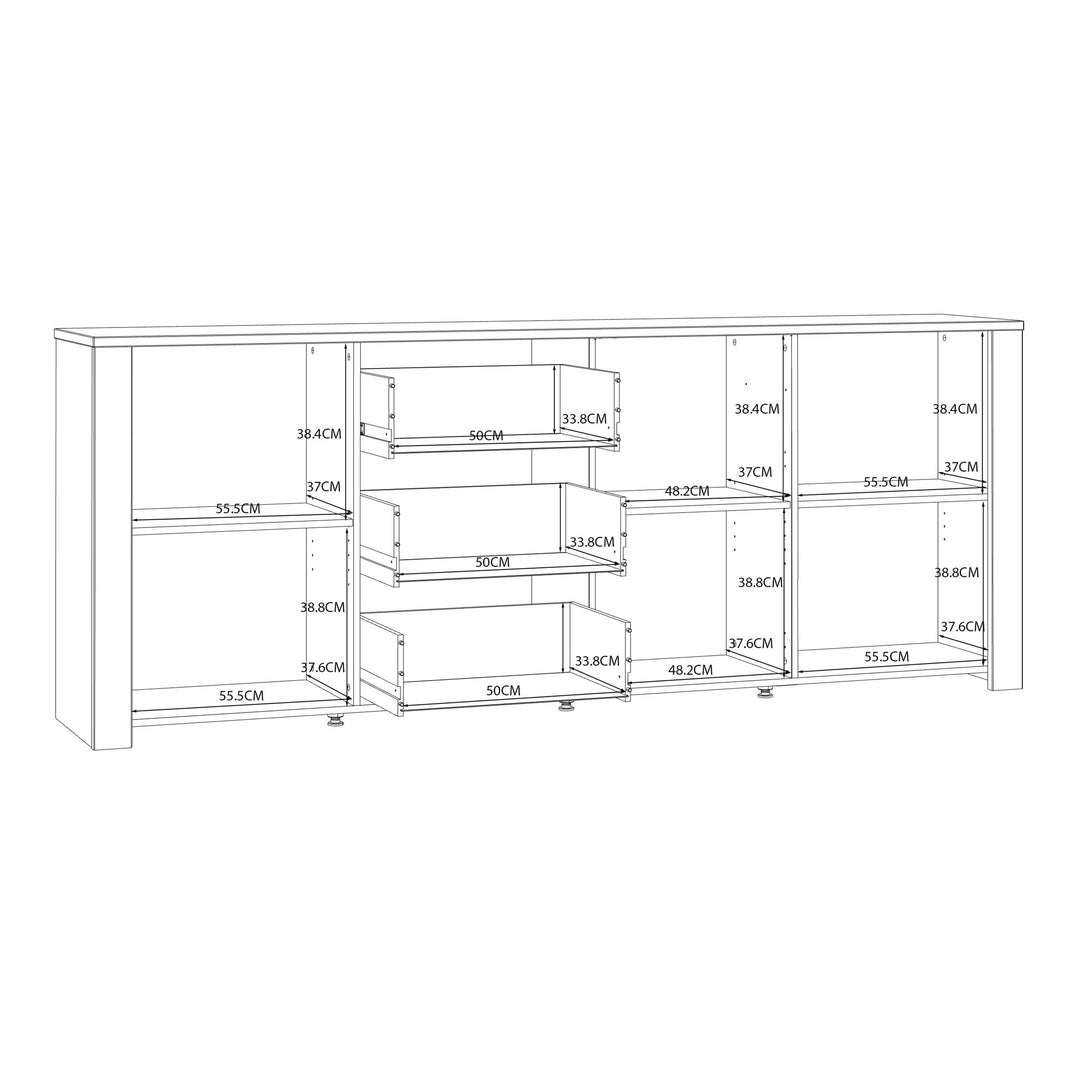 Bohol Large Sideboard in Riviera Oak/White - TidySpaces