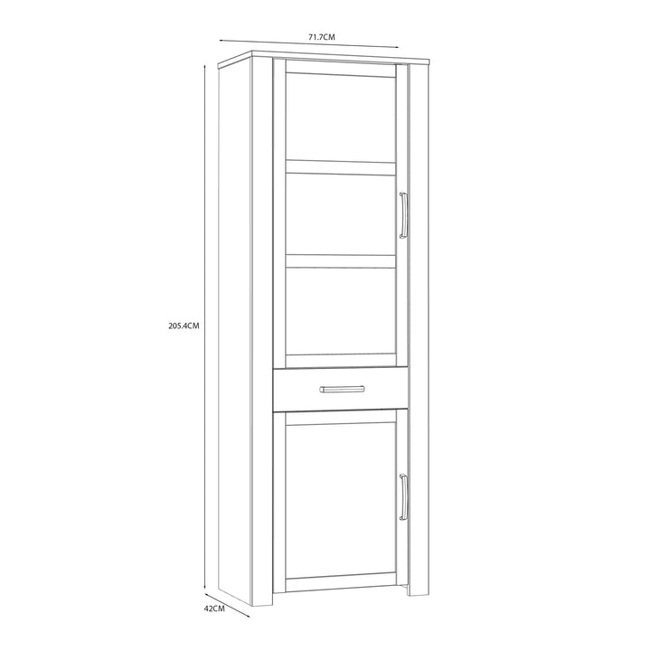 Bohol Narrow Display Cabinet in Riviera Oak/Navy - TidySpaces