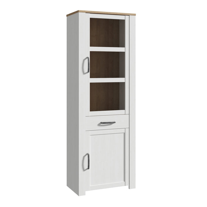 Bohol Narrow Display Cabinet in Riviera Oak/White - TidySpaces