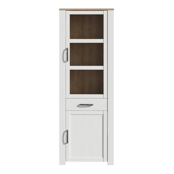 Bohol Narrow Display Cabinet in Riviera Oak/White - TidySpaces