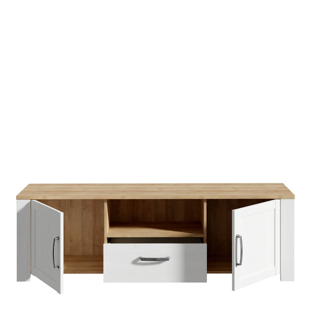 Bohol TV Unit  in Riviera Oak/White - TidySpaces