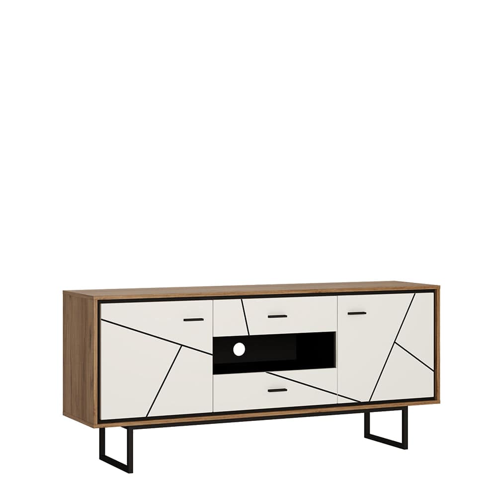 Brolo 2 door 2 drawer TV unit in Walnut and White - TidySpaces