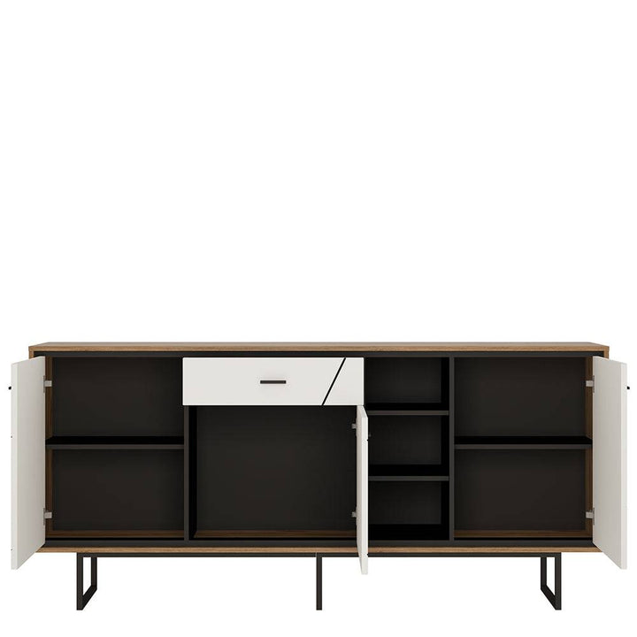 Brolo 3 door 1 drawer wide sideboard in Walnut and White - TidySpaces