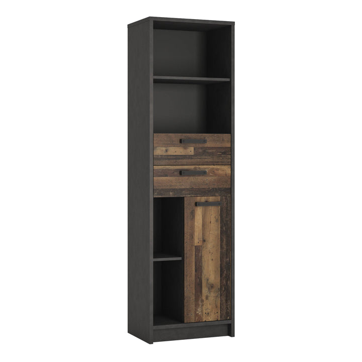 Brooklyn Bookcase in Walnut and Dark Matera Grey - TidySpaces