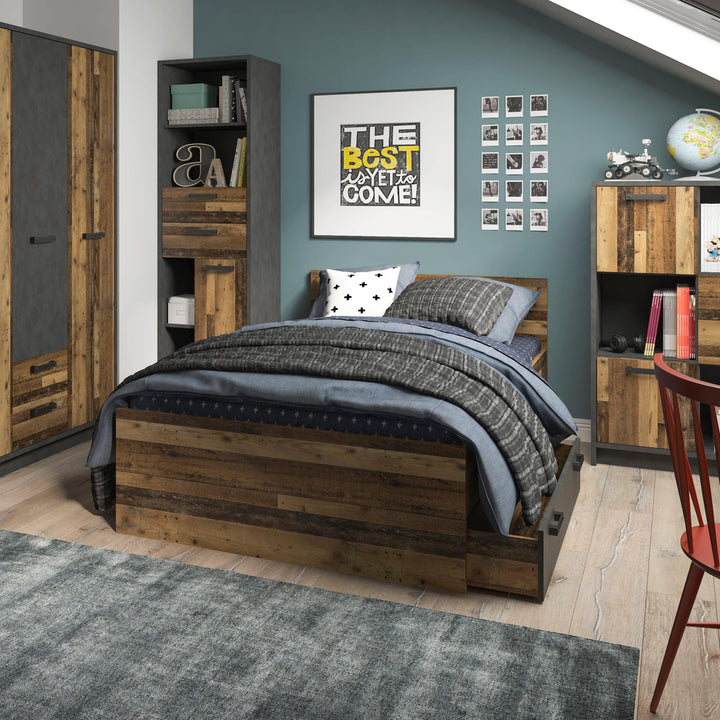 Brooklyn Bookcase in Walnut and Dark Matera Grey - TidySpaces