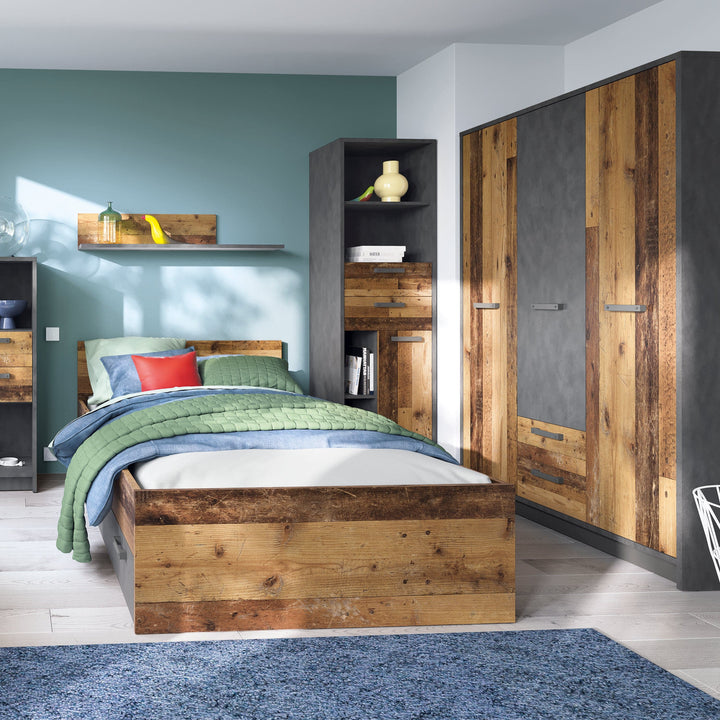 Brooklyn Bookcase in Walnut and Dark Matera Grey - TidySpaces