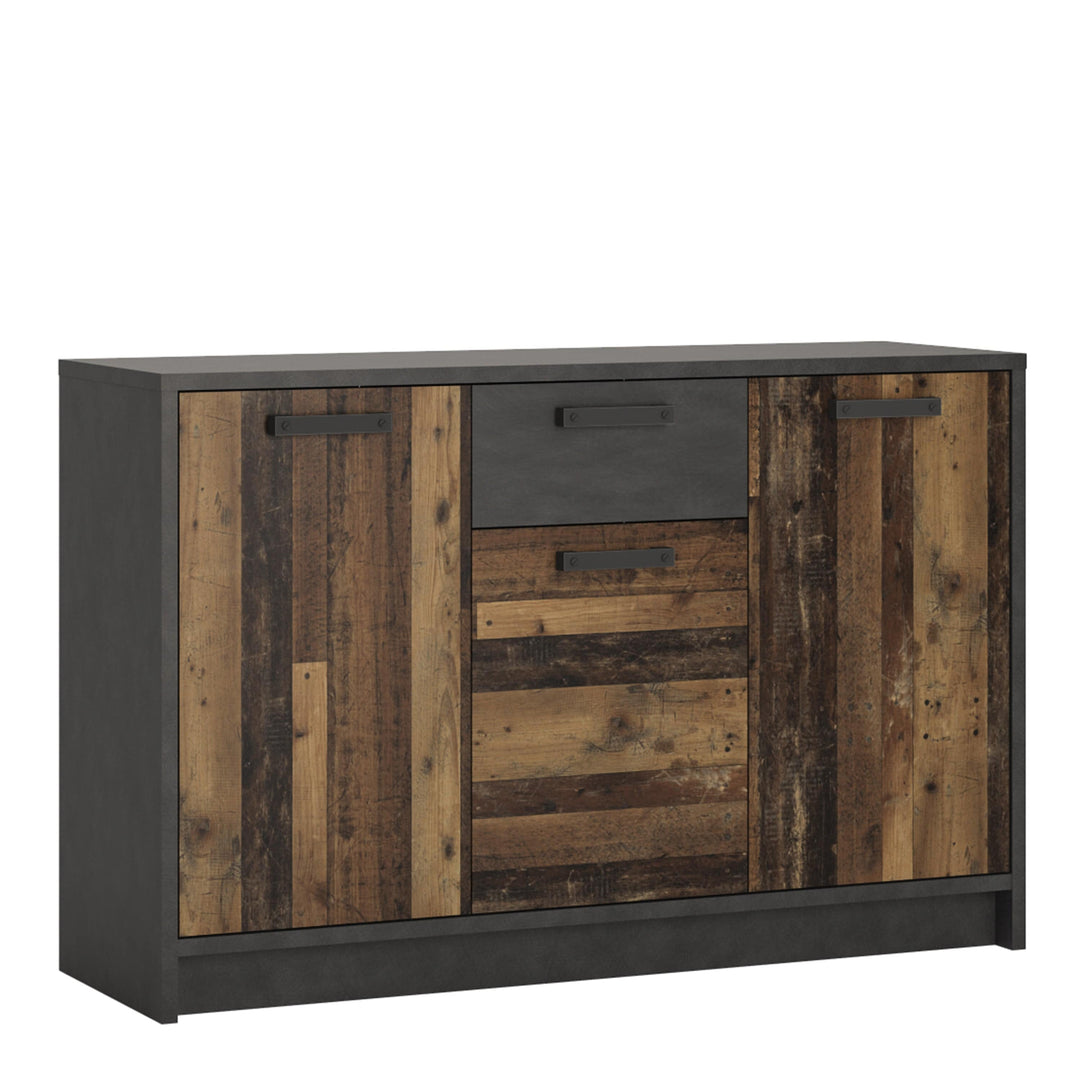 Brooklyn Cabinet with 3 Doors and 1 Drawer in Walnut and Dark Matera Grey - TidySpaces