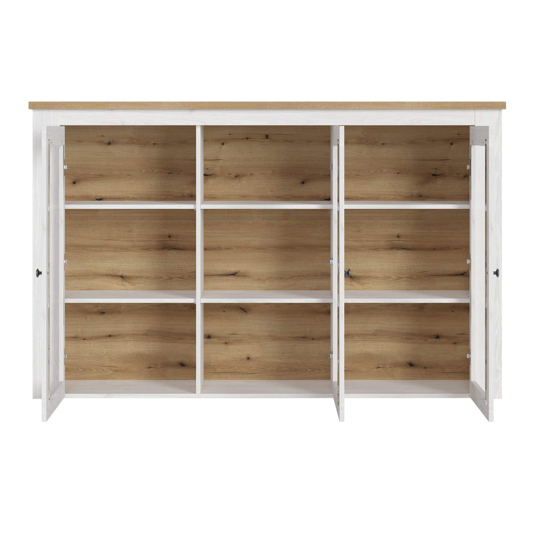 Celesto 3 Door Display top unit in White and Oak - TidySpaces