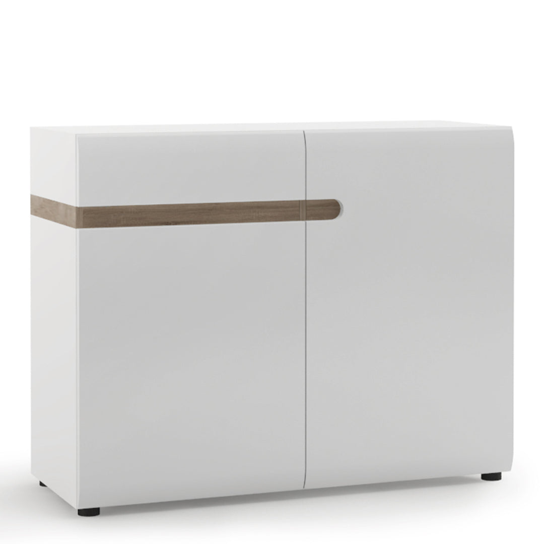 Chelsea 1 Drawer 2 Door Sideboard 109.5cm wide in White with Oak Trim - TidySpaces