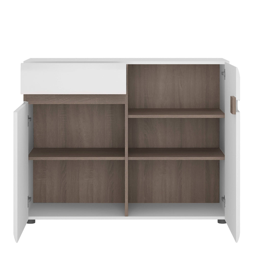 Chelsea 1 Drawer 2 Door Sideboard 109.5cm wide in White with Oak Trim - TidySpaces