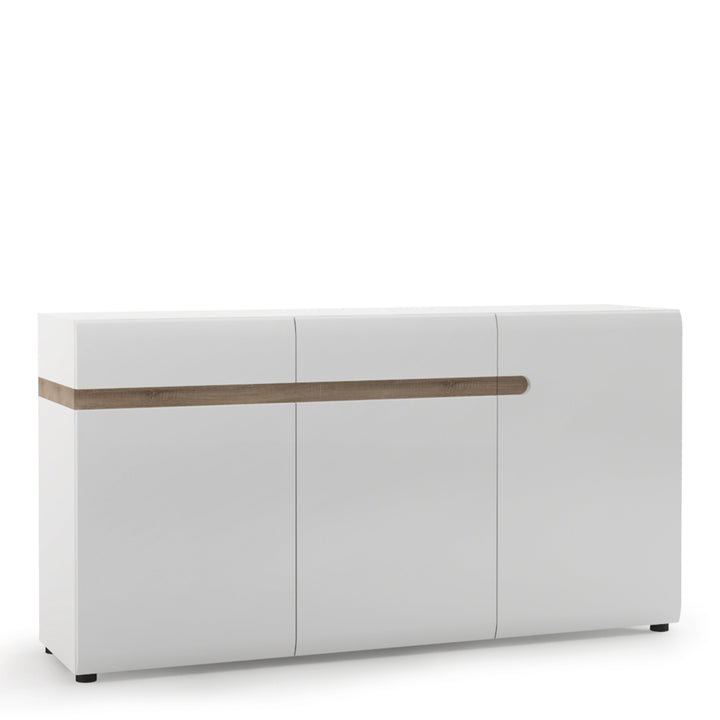 Chelsea 2 Drawer 3 door sideboard in White with Oak Trim - TidySpaces