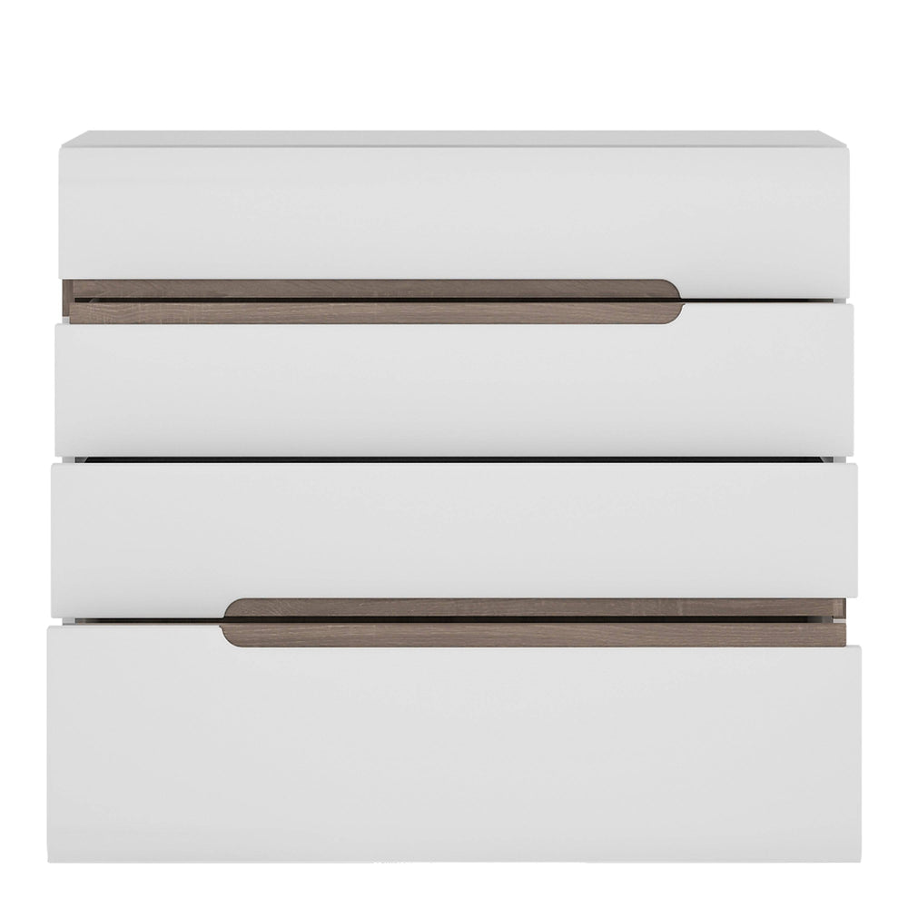 Chelsea 4 Drawer Chest  in White with Oak Trim - TidySpaces