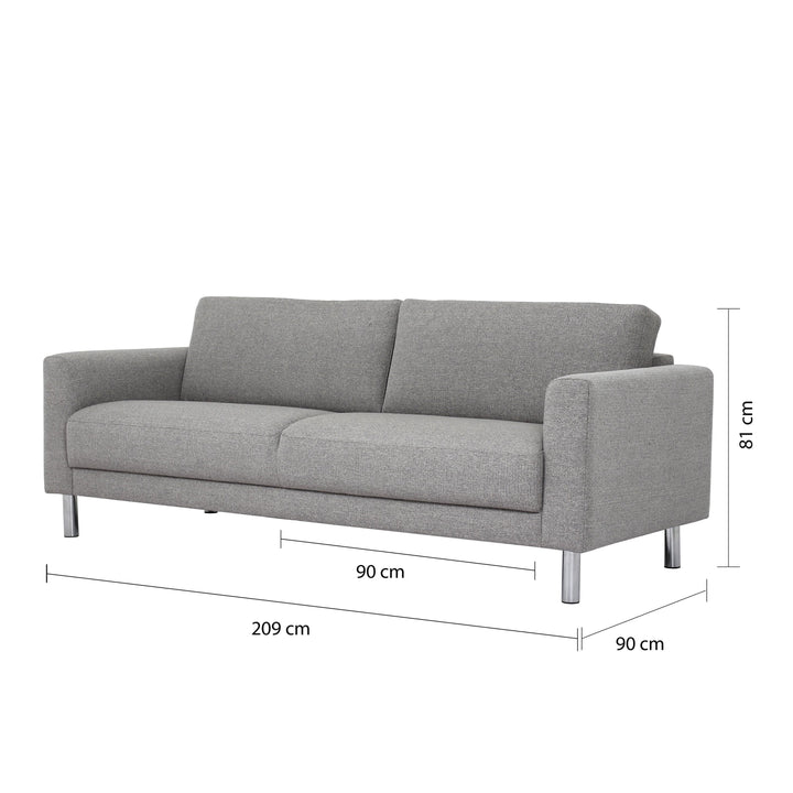 Cleveland 3-Seater Sofa in Nova Light Grey - TidySpaces