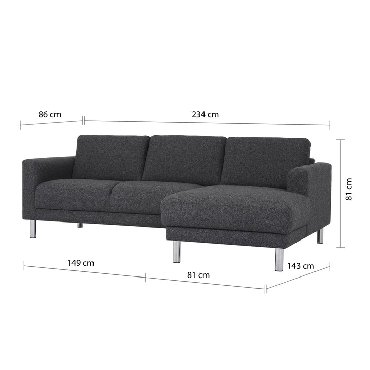 Cleveland Chaiselongue Sofa (RH) in Nova Anthracite - TidySpaces