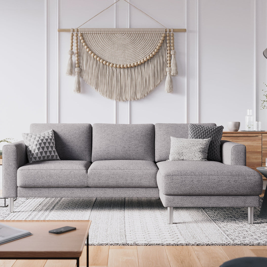 Cleveland Chaiselongue Sofa (RH) in Nova Light Grey - TidySpaces