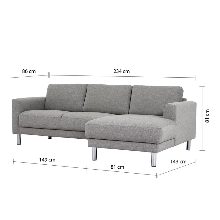 Cleveland Chaiselongue Sofa (RH) in Nova Light Grey - TidySpaces