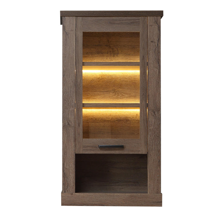 Corona Wall Display cabinet in Tabak Oak - TidySpaces