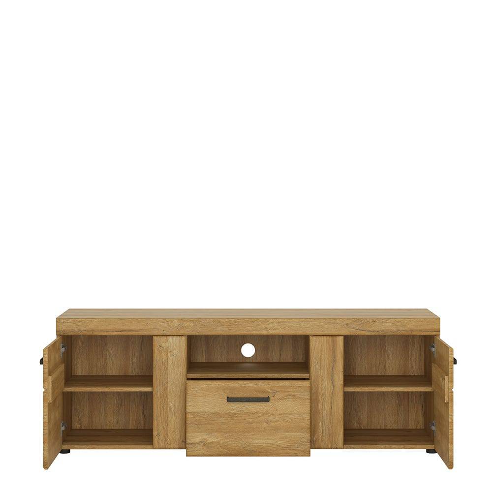 Cortina 2 door 1 drawer tall TV cabinet in Grandson Oak - TidySpaces