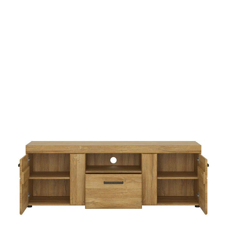 Cortina 2 door 1 drawer tall TV cabinet in Grandson Oak - TidySpaces