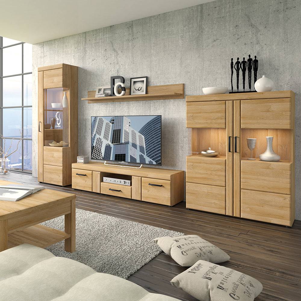 Cortina 2 door 1 drawer wide TV cabinet in Grandson Oak - TidySpaces