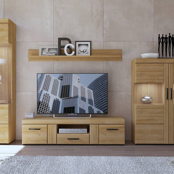 Cortina 2 door 1 drawer wide TV cabinet in Grandson Oak - TidySpaces