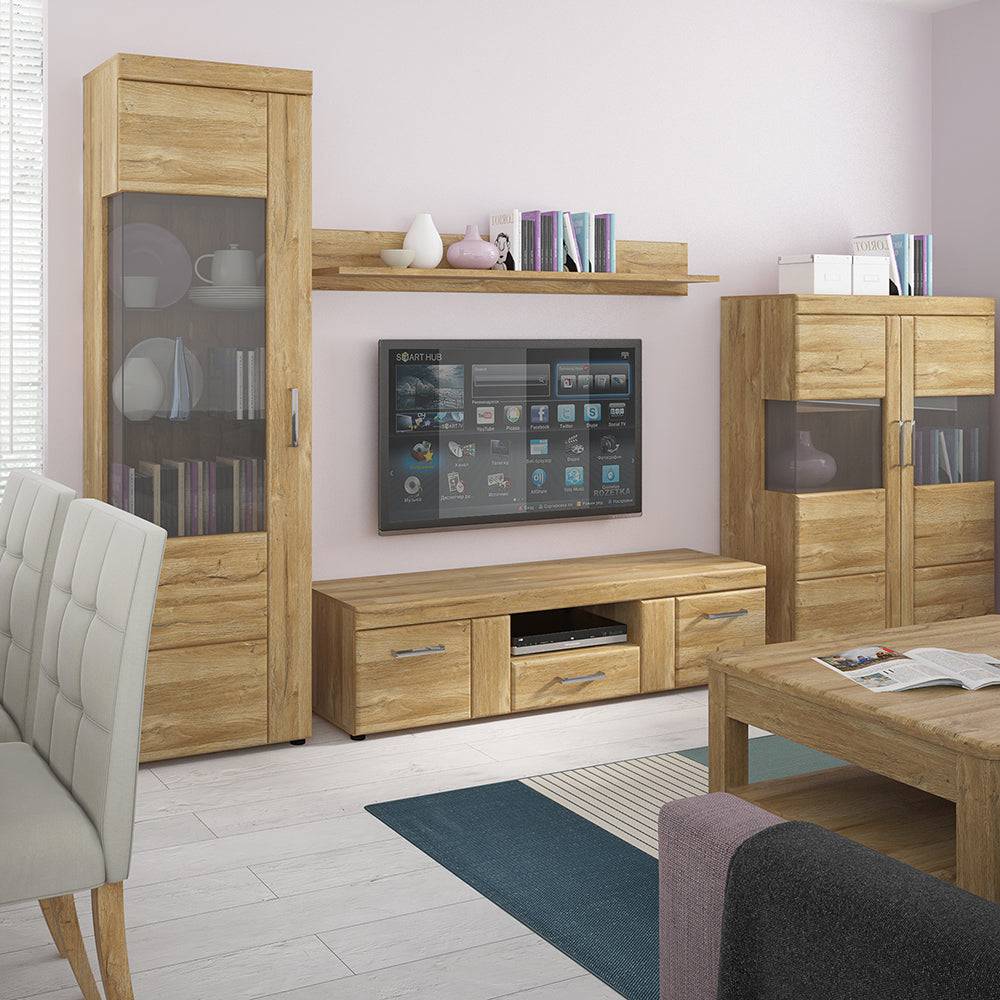 Cortina 2 door 1 drawer wide TV cabinet in Grandson Oak - TidySpaces