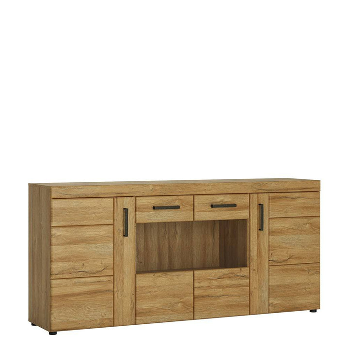 Cortina 4 door wide glazed sideboard in Grandson Oak - TidySpaces