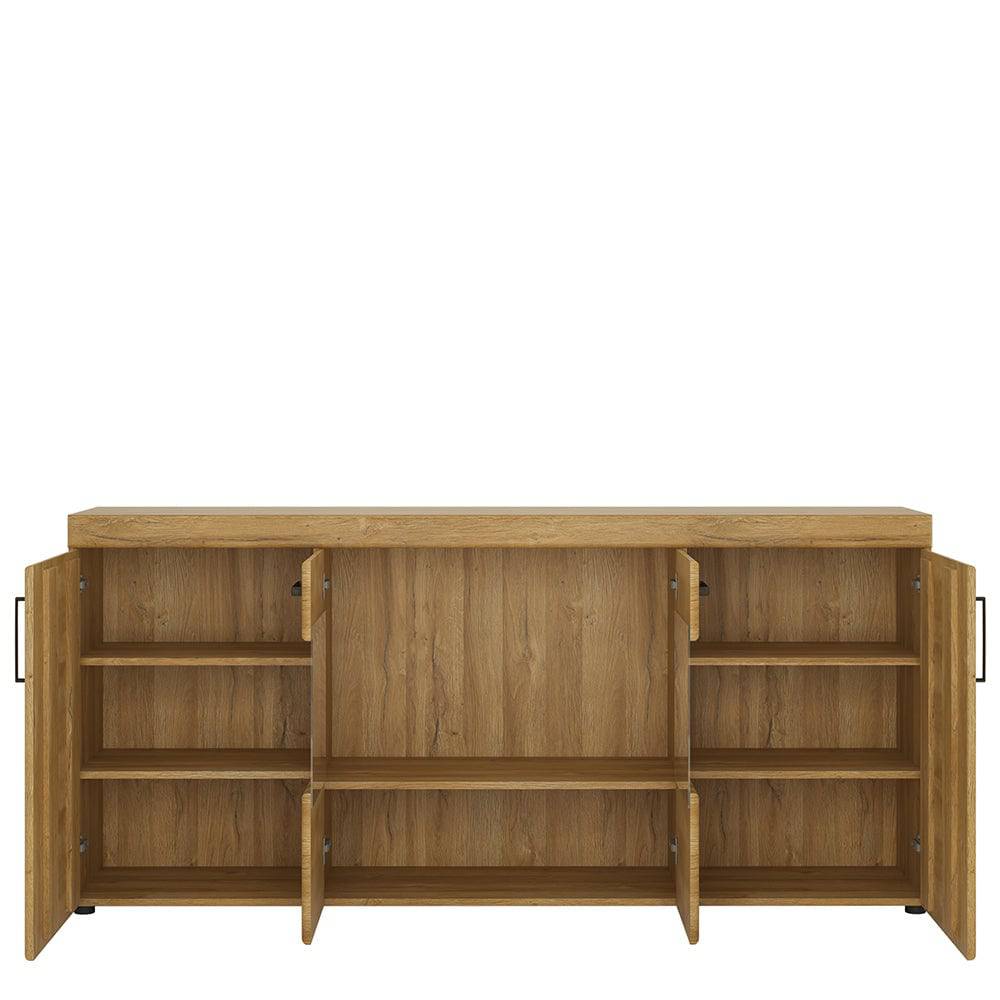 Cortina 4 door wide glazed sideboard in Grandson Oak - TidySpaces