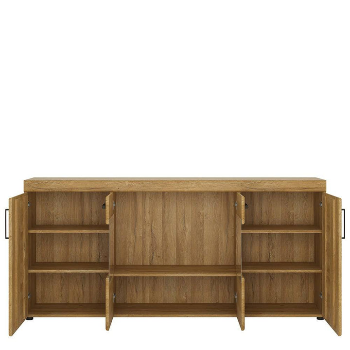 Cortina 4 door wide glazed sideboard in Grandson Oak - TidySpaces