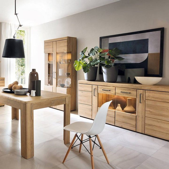 Cortina 4 door wide glazed sideboard in Grandson Oak - TidySpaces